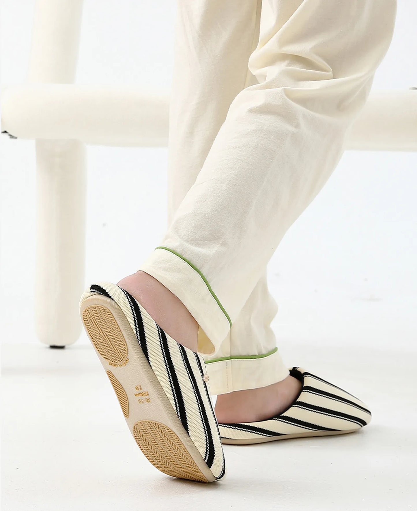 Breathable Knit Striped Cotton House Slippers