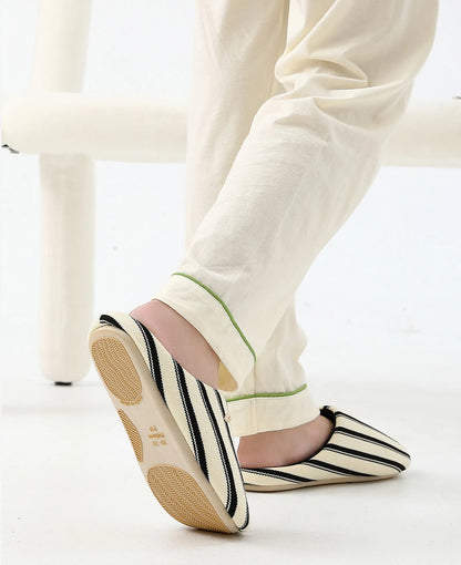 Breathable Knit Striped Cotton House Slippers