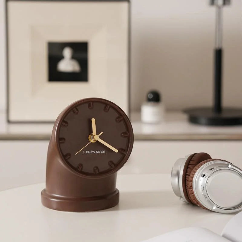 Sculptural Industrial Pipe Ceramic Table Clock