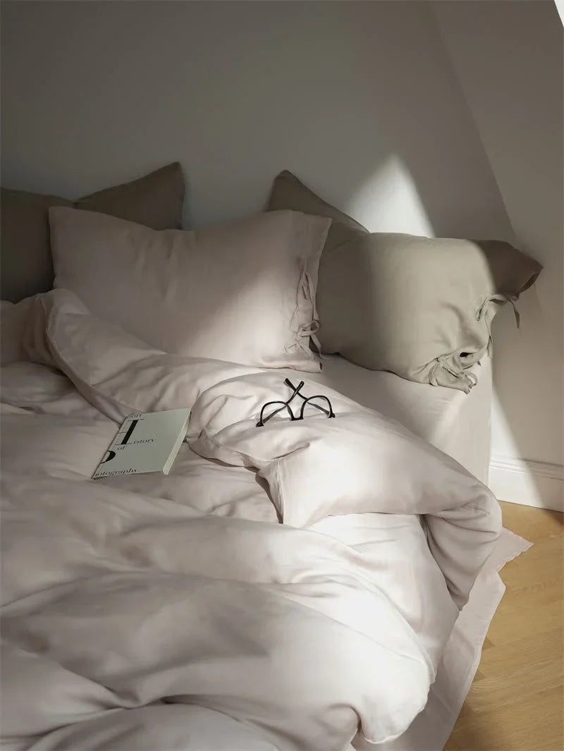 Silky Soft Tie Closure Tencel Bedding Set
