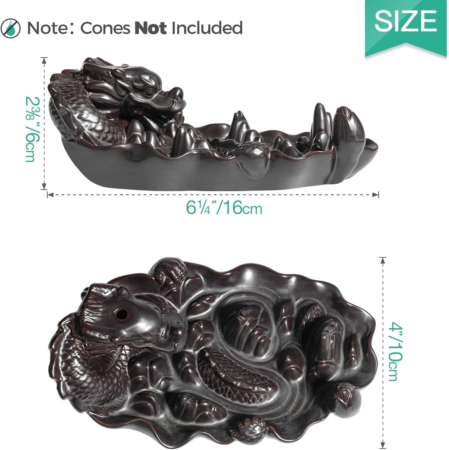 Comsaf Waterfall Dragon Backflow Incense Burner Ceramic, Handmade Censer Incense Cone Incense Stick Holder, Aromatherapy Ornament Home Decor Porcelain Yoga Meditation Relaxation Office Gift, Mountain Home & Kitchen Home Décor Products Home Fragrance Incense & Incense Holders Incense Holders