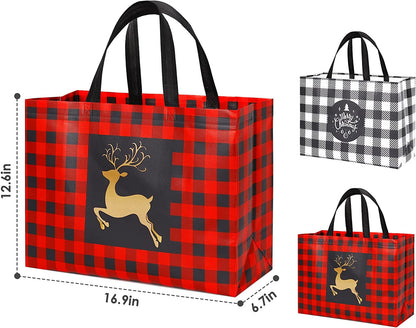 8 Pack Extra Large Christmas Gift Bags, Reusable Tote Bags with Handle Non-Woven Christmas Grocery Shopping Totes for Holiday Xmas, 16.9*12.6*6.8" Home & Kitchen Kitchen & Dining Luggage & Bags Reusable Grocery Bags Shopping Totes Storage & Organization Travel & To-Go Food Containers