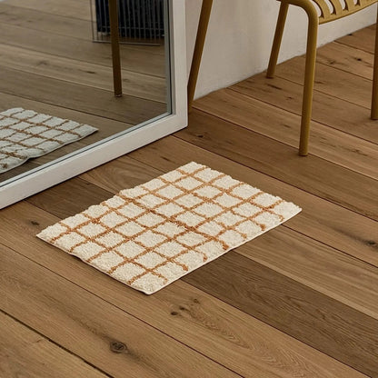 Tufted Shaggy Checkered Plush Accent Rugs