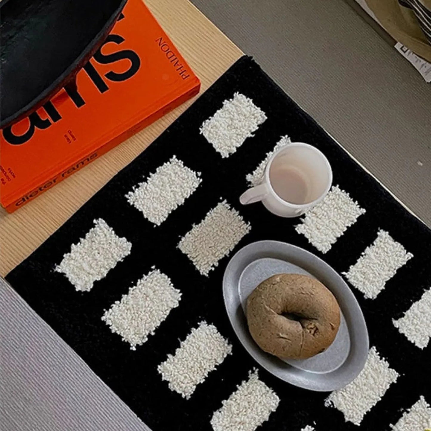 Tufted Plush Block Grid Accent Rug