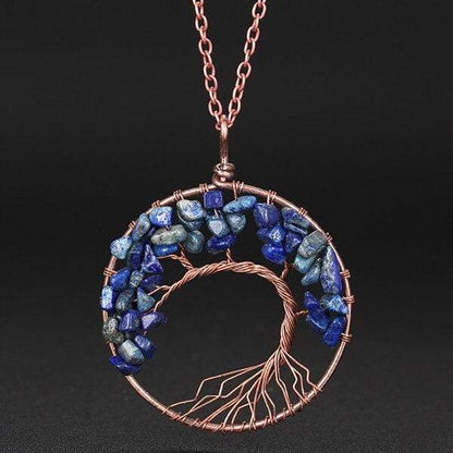 Collana con ciondolo albero della vita con 7 chakra