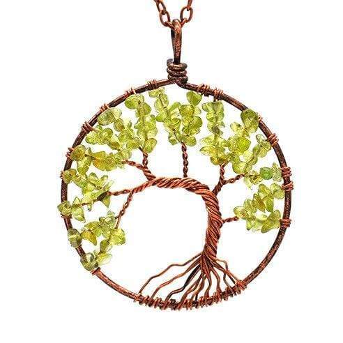 Collana con ciondolo albero della vita con 7 chakra