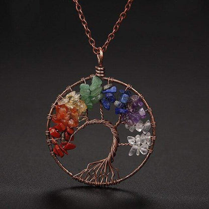 Collar con colgante del árbol de la vida de los 7 chakras