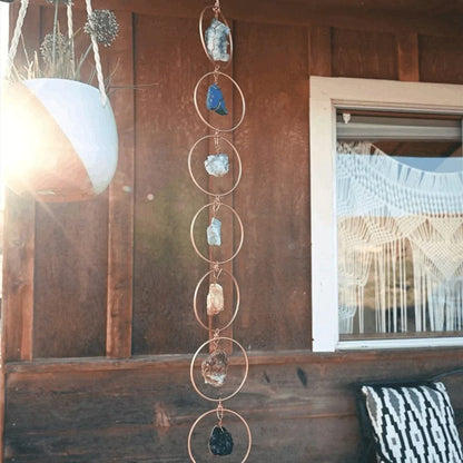 7 Raw Chakra Stones Hanging Decor