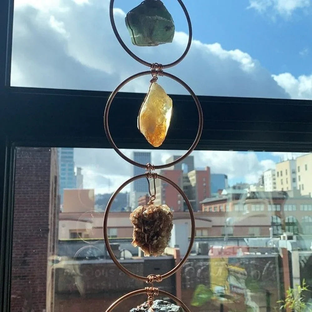 7 Raw Chakra Stones Hanging Decor