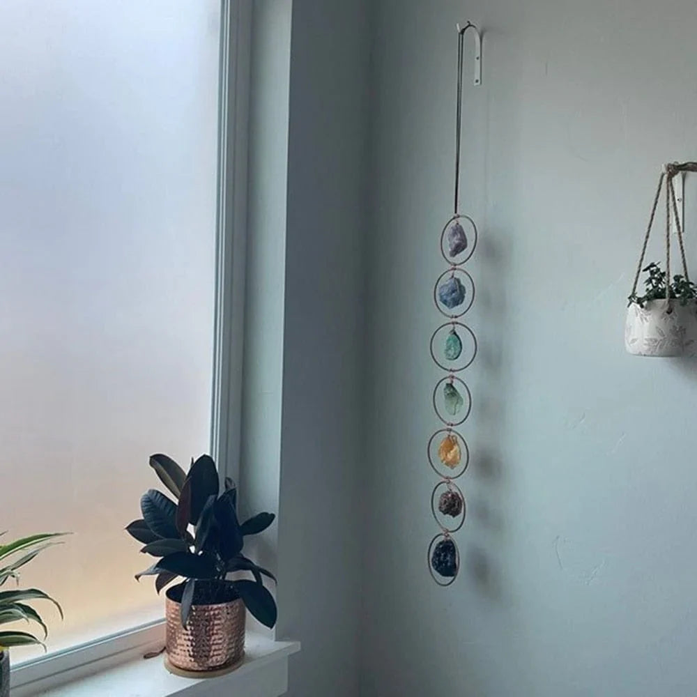 7 Raw Chakra Stones Hanging Decor