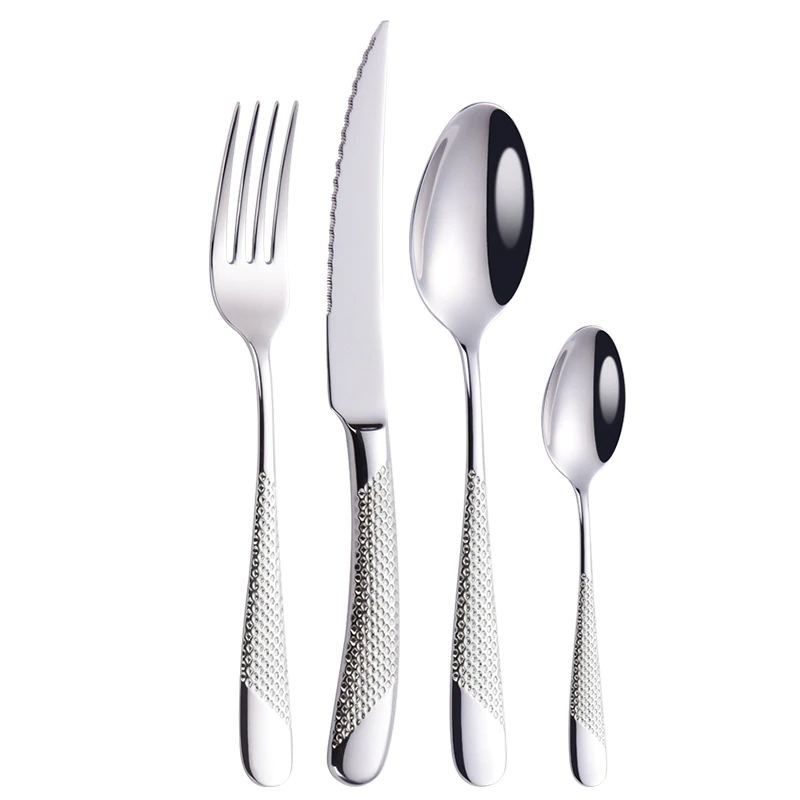 Ferran Silver Diagonal Textured Stainless Steel Cutlery Set