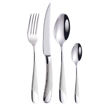Ferran Silver Diagonal Textured Stainless Steel Cutlery Set