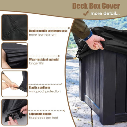 Deck Box Cover Waterproof Heavy Duty Patio Storage Box Cover with Zipper Outdoor Ottoman Bench Cover Rectangular for Keter Suncast Lifetime Rain Snow Dust Resistant Deck Boxes Lawn & Garden Outdoor Storage & Housing Patio