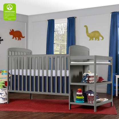 Anna 3-In-1 Full-Size Crib and Changing Table Combo in Steel Grey, Greenguard Gold Certified, Non-Toxic Finishes, Includes 1" Changing Pad, Wooden Nursery Furniture Baby Products Changing & Dressing Changing Tables Furniture Nursery