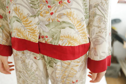Silky Festive Berry Botanical Cotton Sateen Pajama Set