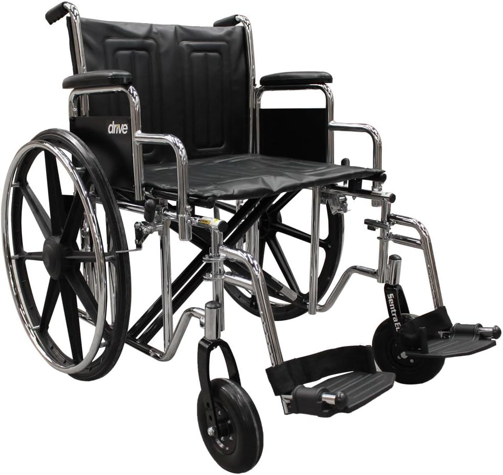 Drive Medical Sentra EC Heavy Duty Bariatric Transport Wheelchair with Detachable Desk Arms and Swing-Away Footrests, Black Mobility & Daily Living Aids Mobility Aids & Equipment Mobility Scooters & Accessories Self-Propelled Wheelchairs Wheelchairs