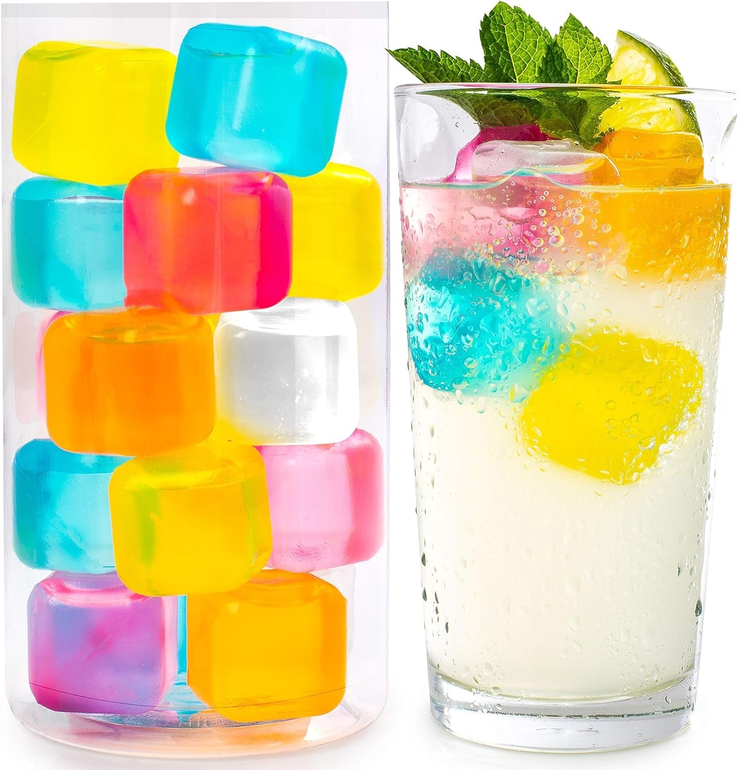 Reusable Ice Cubes for Drinks - Chills Drinks without Diluting Them - Made from BPA Free Plastic - Refreezable, Washable, Quick and Easy to Use - Pack of 30 with Storage Container by Efiwasi Home & Kitchen Ice Cube Molds & Trays Kitchen & Dining Kitchen Utensils & Gadgets Specialty Tools & Gadgets