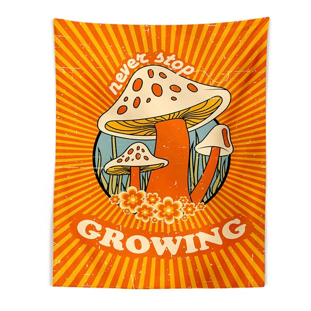 70s Vintage Mushrooms Tapestry fairycore mushroom mushroom frog mushrooms retro