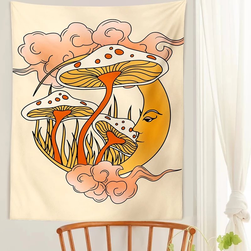 70s Vintage Mushrooms Tapestry fairycore mushroom mushroom frog mushrooms retro