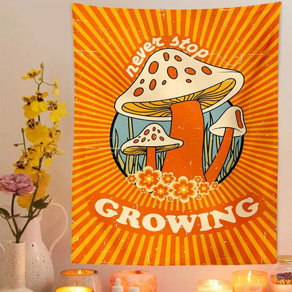 70s Vintage Mushrooms Tapestry fairycore mushroom mushroom frog mushrooms retro