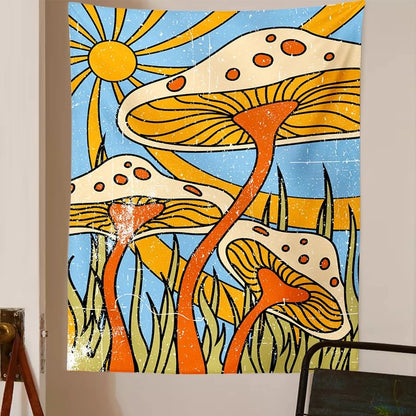 70s Vintage Mushrooms Tapestry fairycore mushroom mushroom frog mushrooms retro