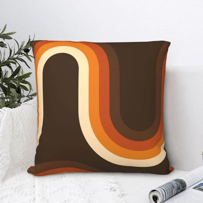 70s Orange And Brown Waves Cushion Cover