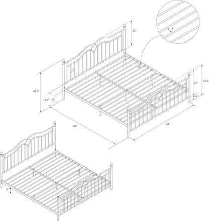 DHP Tokyo Metal Platform Bed with Classic Finial Post Headboard and Footboard, Underbed Storage Space, No Box Spring Needed, King, Bronze Bed Frames Bedroom Furniture Beds Frames & Bases Furniture Home & Kitchen