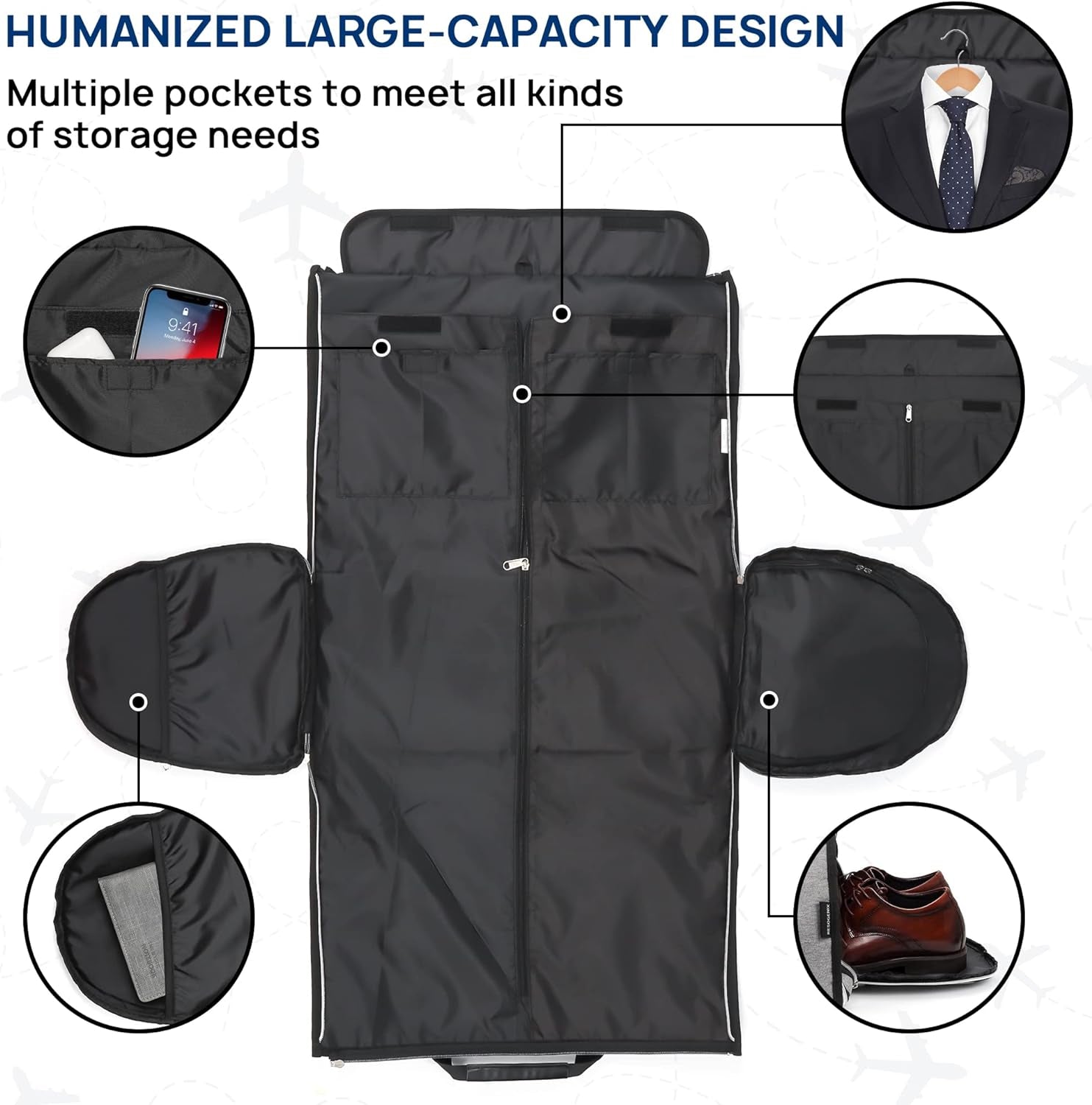 Garment Bags for Travel, Resogenix Foldable Carry on Garment Bag for Men, Waterproof Duffel Bag with Shoe Pouch - 2 in 1 Hanging Suitcase Suit Travel Bags, Perfect for Business Travel/Husband Gifts Clothing Garment Bags Luggage Luggage & Travel Gear Shoes & Jewelry