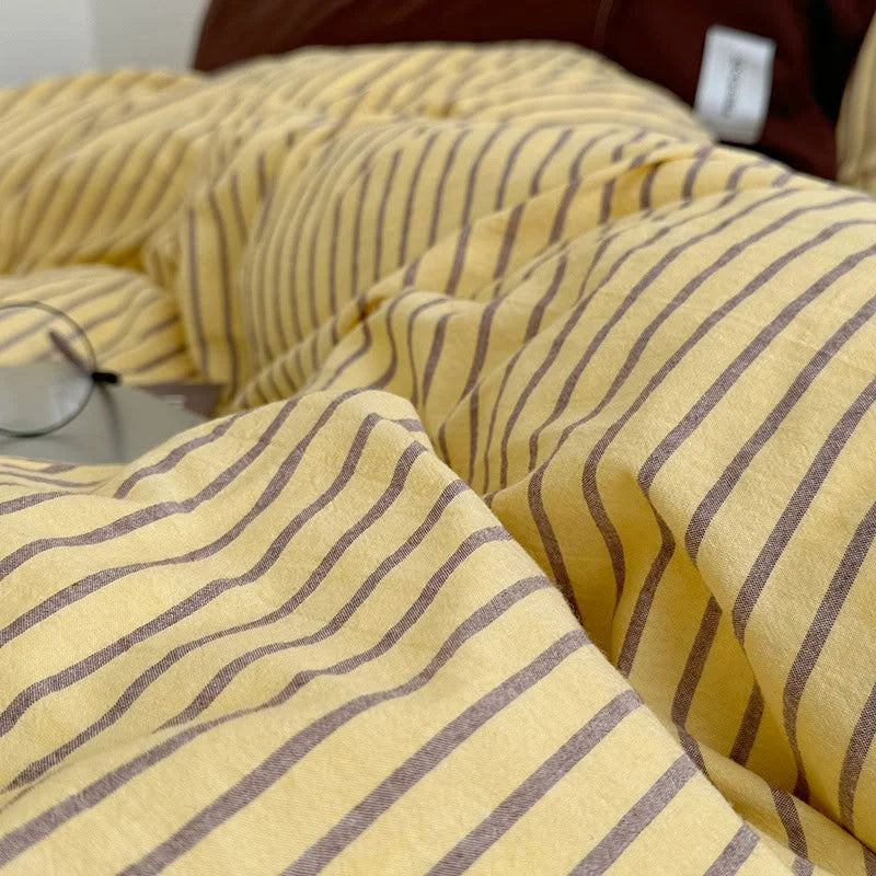 Soft Pinstripe Washed Cotton Bedding Set