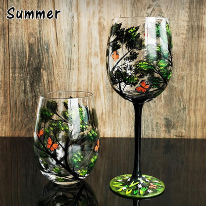 Four Seasons Trees Glass Cup