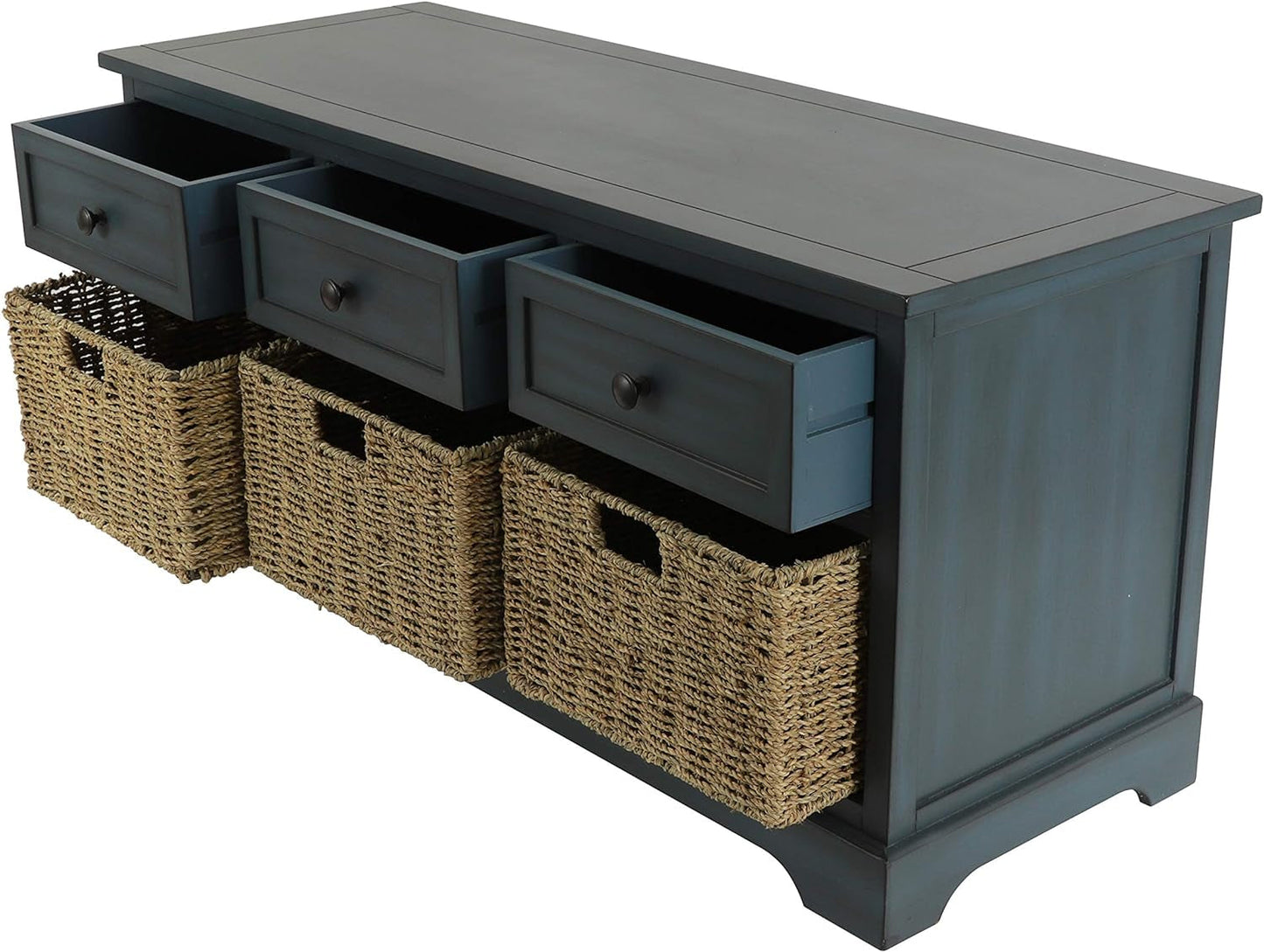 DÉCOR THERAPY Montgomery Bench, Antique Navy. Entryway Furniture Furniture Home & Kitchen Storage Benches