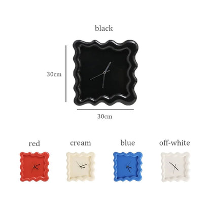 Wavy Squiggle Frame Minimalist Melamine Clock