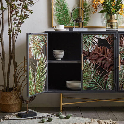 Monstera Leaves Metal Cabinet