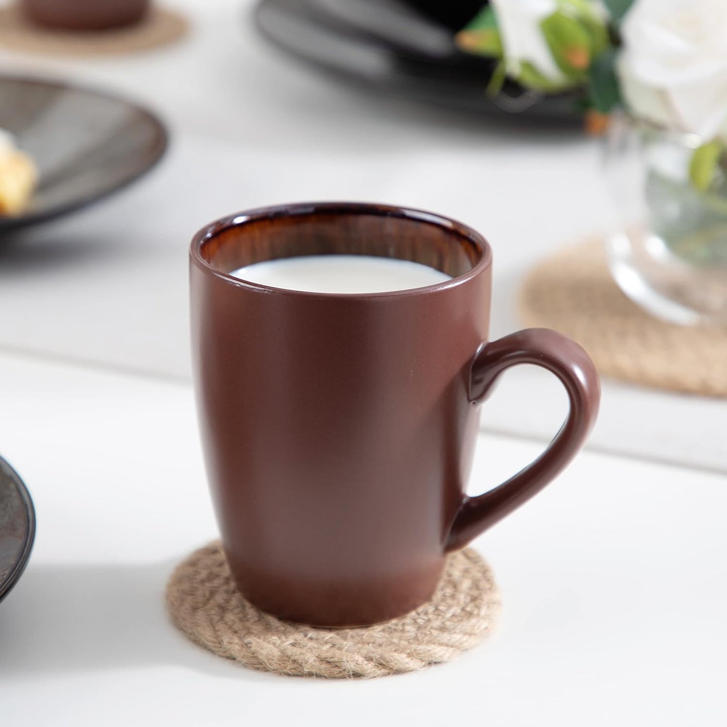 BUBBLE Brown Stoneware Tableware Set