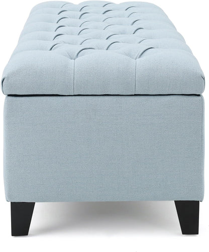 Christopher Knight Home Ottilie Fabric Storage Ottoman, Light Sky, Dimensions: 17.50 Inches Deep X 51.00 Inches Wide X 17.00 Inches High. Furniture Home & Kitchen Living Room Furniture Ottomans