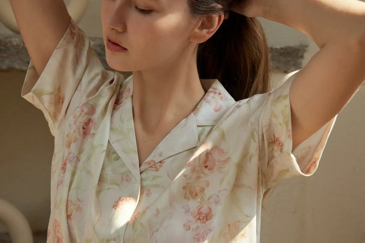 Silky Watercolor Floral Cotton Sateen Pajama