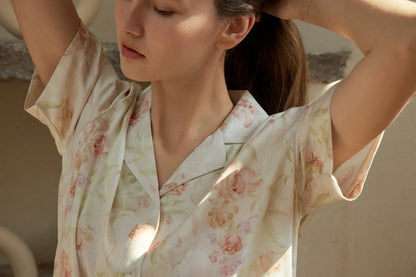 Silky Watercolor Floral Cotton Sateen Pajama