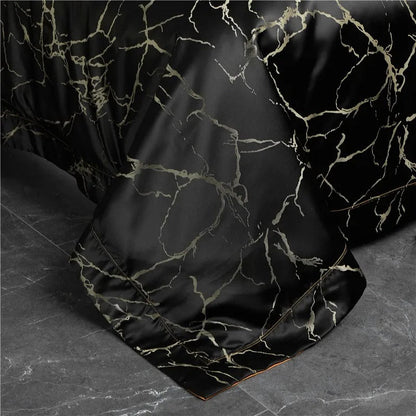 Nero Black Cotton Satin Bedding Set