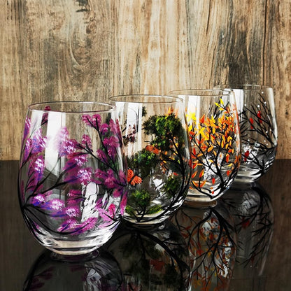 Four Seasons Trees Glass Cup