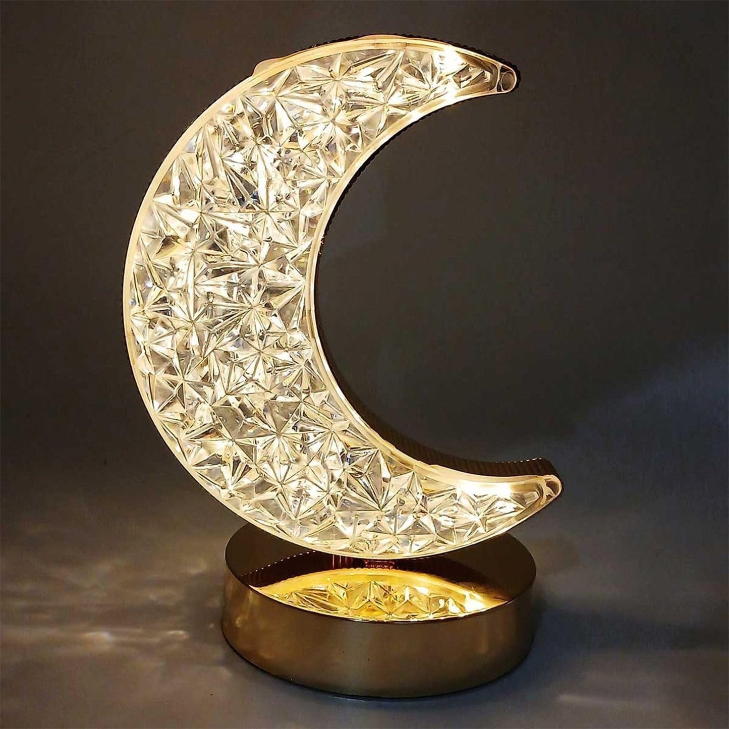 Crescent Moon Crystal Lamp