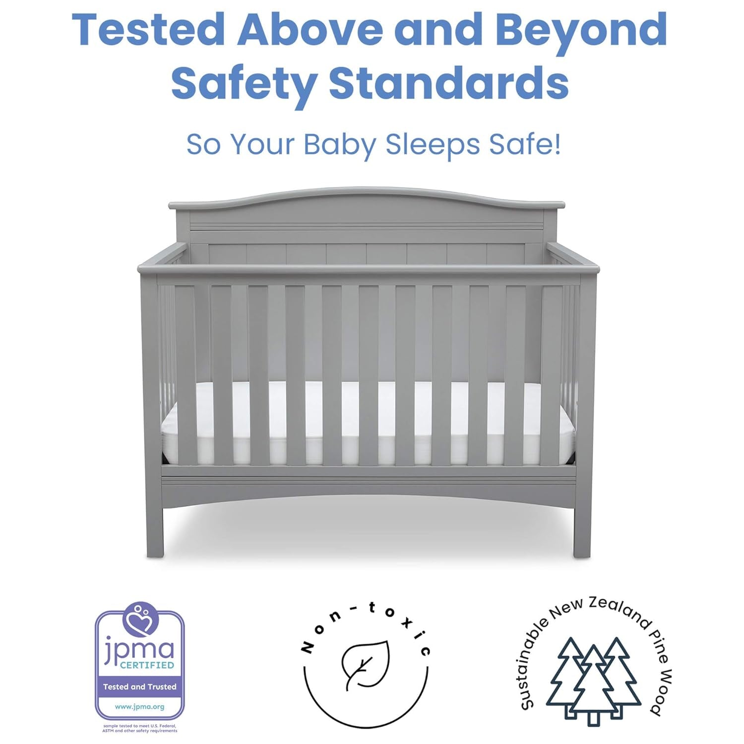 Bennett 4-In-1 Convertible Baby Crib, Greenguard Gold Certified, Grey Baby Products Cribs Furniture Infant & Toddler Beds Nursery