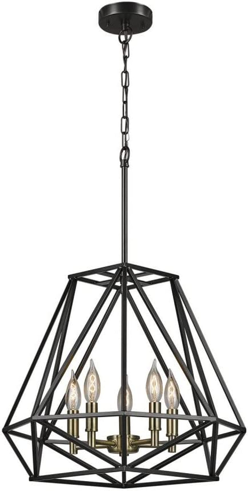 Globe Electric 65435 Sansa Chandeliers, 0, Matte Black, Gold Accent Socket, Bulb Not Included Ceiling Lights Chandeliers Lighting & Ceiling Fans Tools & Home Improvement