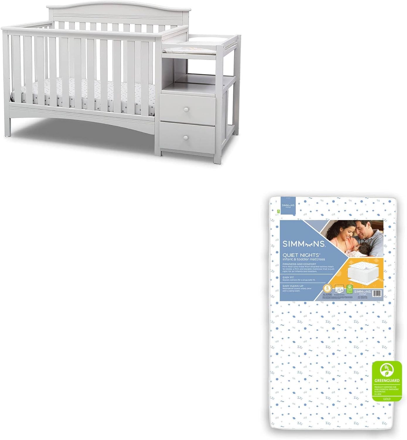 Birkley Convertible Crib N Changer + Changing Pad and Cover [Bundle], Grey Baby Products Changing & Dressing Changing Tables Furniture Nursery