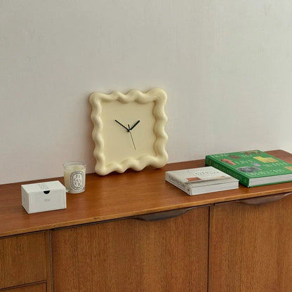 Wavy Squiggle Frame Minimalist Melamine Clock