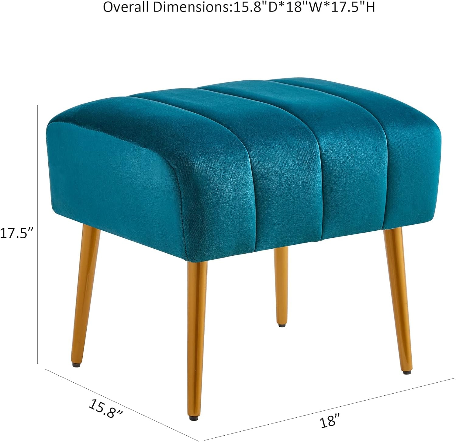 Ball & Cast Upholstered Ottoman Stool Modern Velvet Vanity Stool Footrest with Metal Legs, Teal Furniture Home & Kitchen Living Room Furniture Ottomans