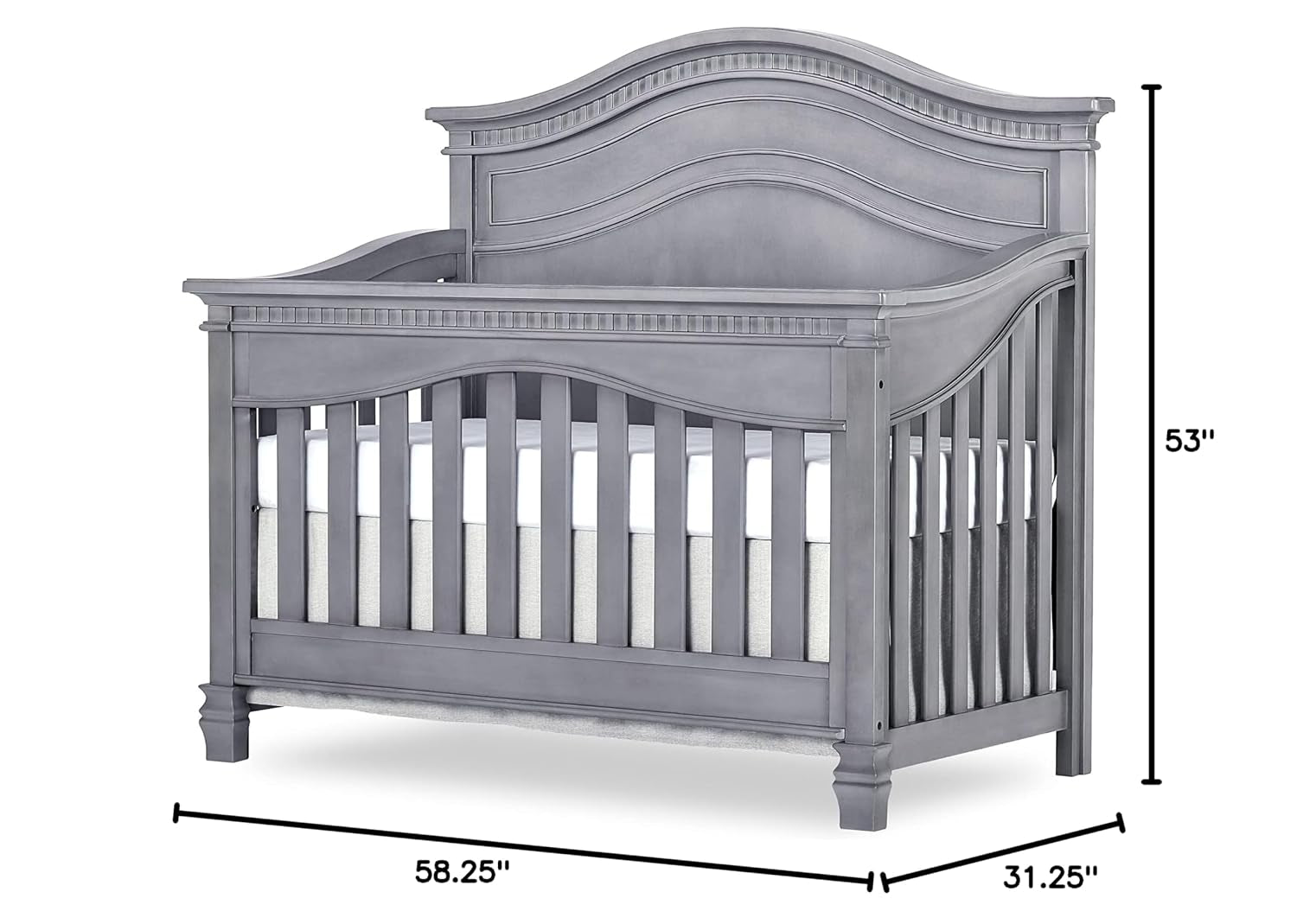 Evolur Cheyenne 5 in 1 Full Panel Convertible Crib, Storm Grey 58.25X31.25X53 Inch (Pack of 1) Baby Products Convertible Cribs Furniture Infant & Toddler Beds Nursery