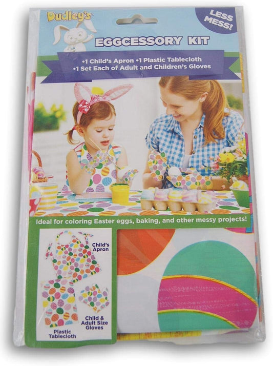 DUDLEY Eggcessory Egg Dying Kit for Less Mess - Includes 1 Apron, 1 Tablecloth, and 1 Set Each of Adult and Children'S Gloves Arts & Crafts Drawing & Painting Supplies Paints Toys & Games