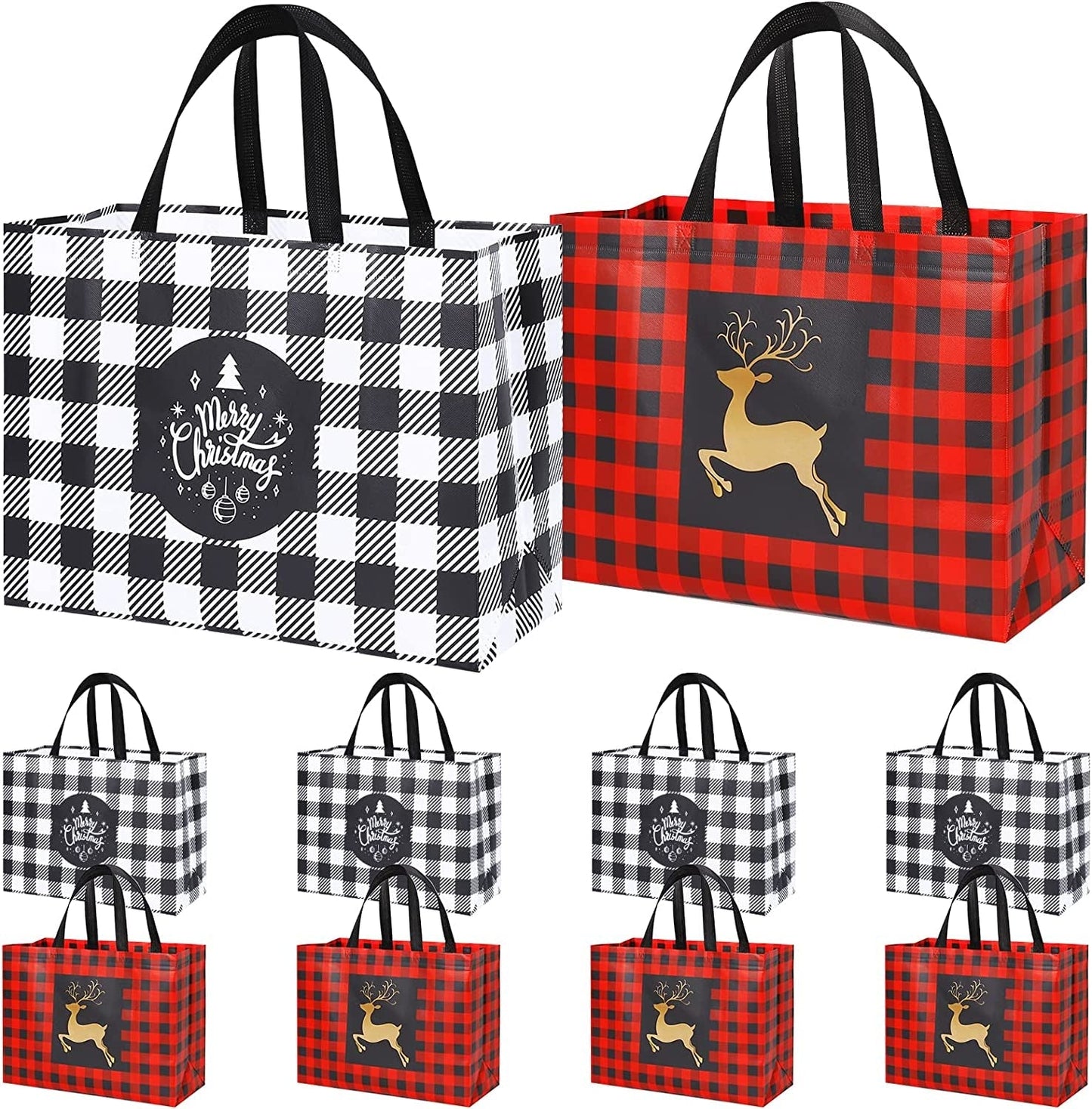 8 Pack Extra Large Christmas Gift Bags, Reusable Tote Bags with Handle Non-Woven Christmas Grocery Shopping Totes for Holiday Xmas, 16.9*12.6*6.8" Home & Kitchen Kitchen & Dining Luggage & Bags Reusable Grocery Bags Shopping Totes Storage & Organization Travel & To-Go Food Containers