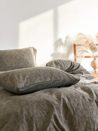 Textured Botanical Washed Cotton Bedding Set