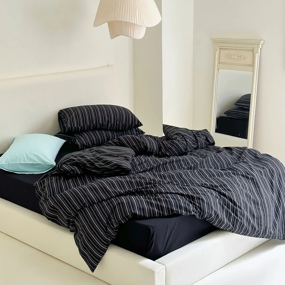 Soft Washed Striped Cotton Bedding Set